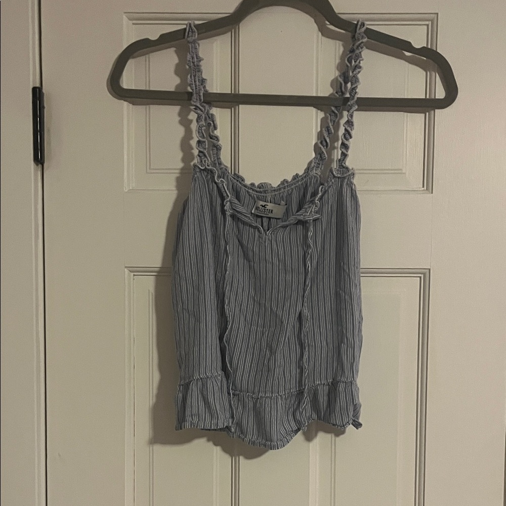 Hollister Blue Striped Ruffle Camisole